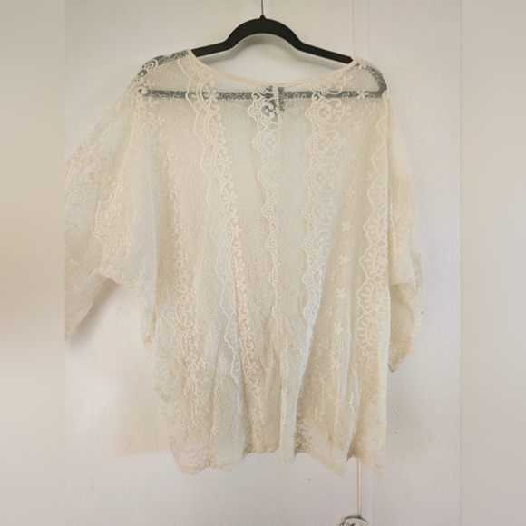 Bobeau Cream 3/4 Sleeve Wrap Blouse - Picture 5 of 8